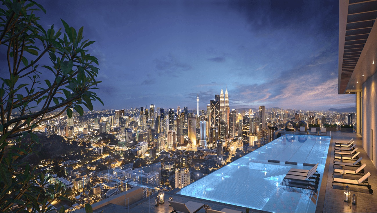 Royal Suites heated sky pool and surrounding lounge spaces